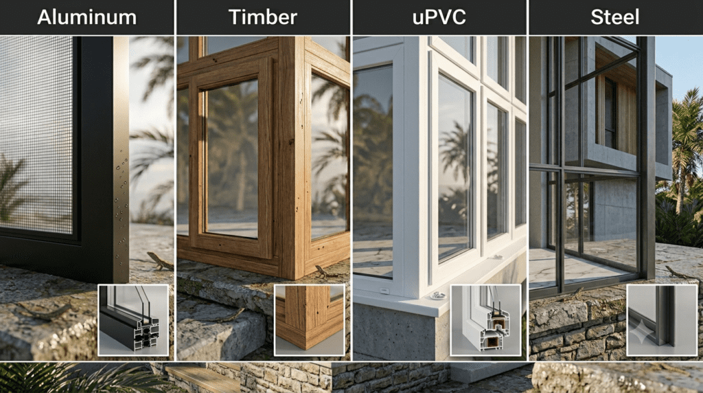 Aluminum vs Timber vs uPVC vs Steel