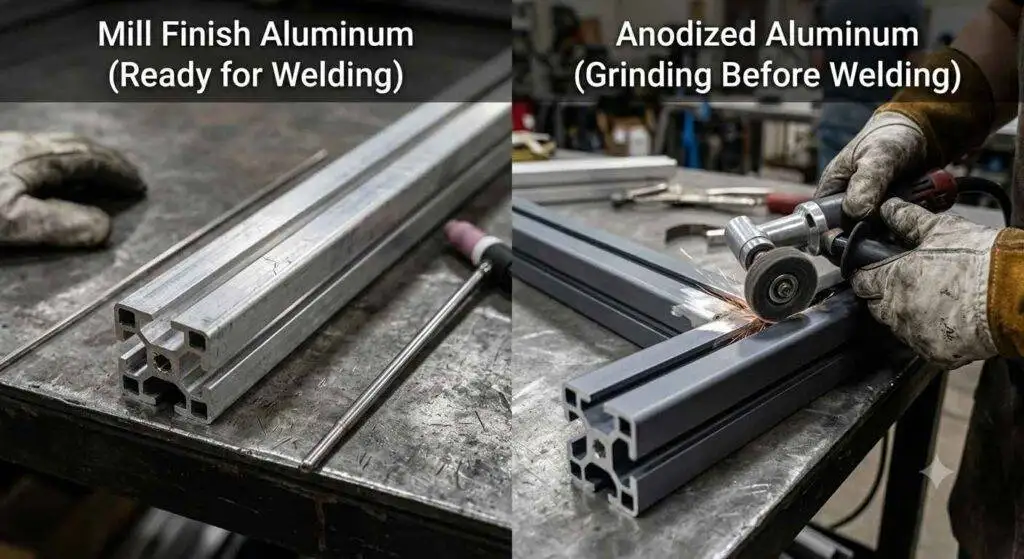 Permukaan Aluminium Hasil Penggilingan vs. Aluminium Anodisasi Sebelum Pengelasan