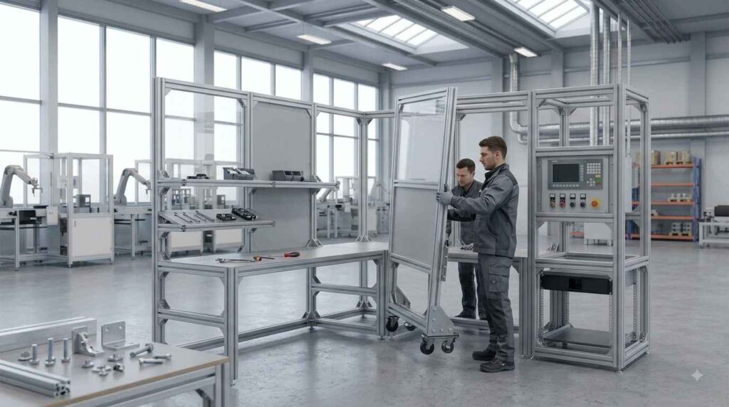Modular Flexibility Reconfigurable Aluminum Workstation