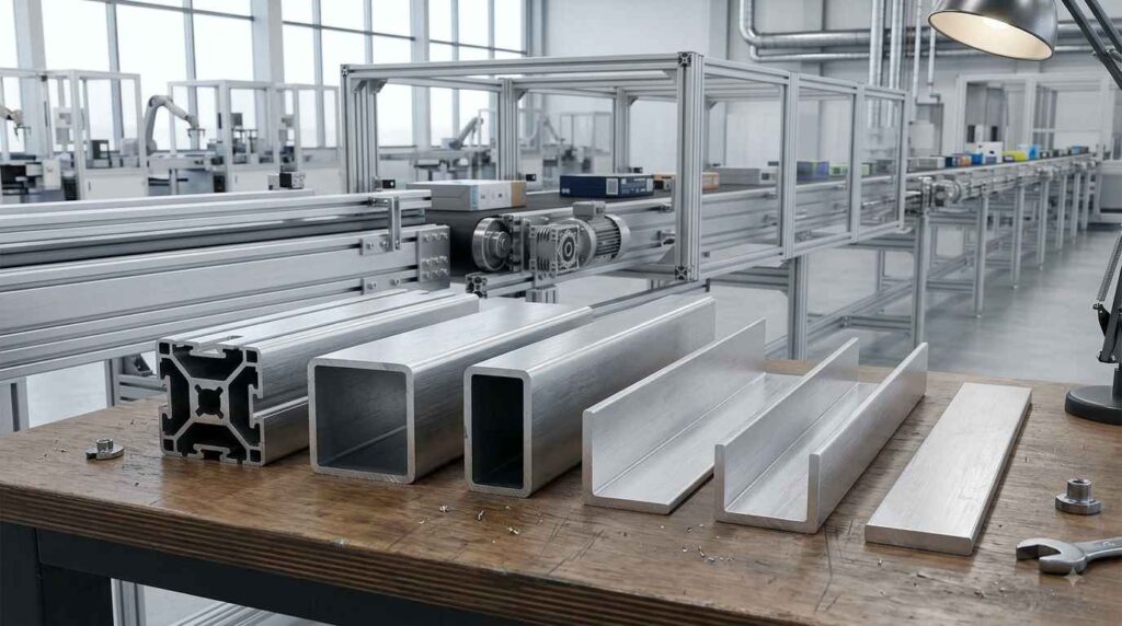 Profile Geometry Different Aluminum Sections Used in a Conveyor