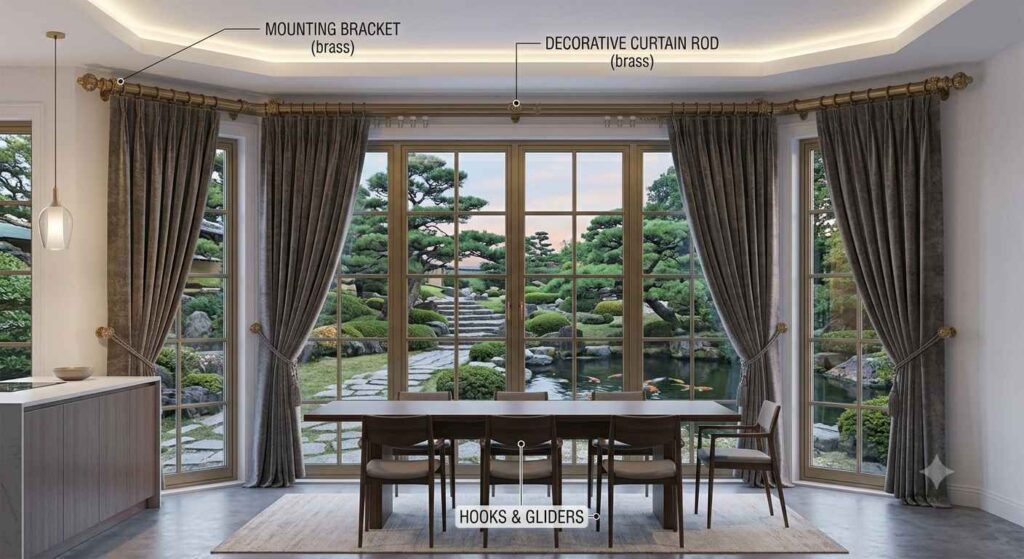 Traditional Curtain Hardware in Commercial or Residential Installation
